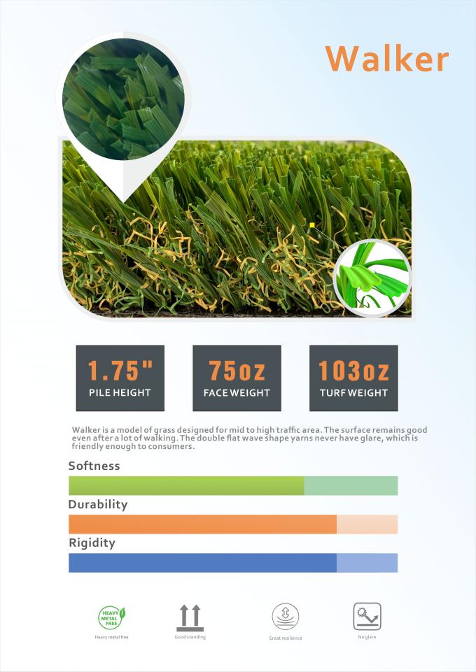 Chiều cao 50mm Vườn cỏ nhân tạo Cuộn tái chế sinh thái - Thân thiện 1